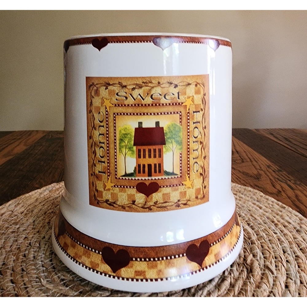 Home Sweet Home Ceramic Jar Candle Warmer Primitive Country Hearts Electric